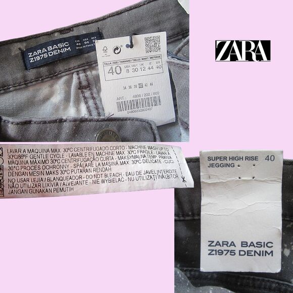 Zara NEW Y2K Paint Splatter High Rise Denim Skinny Legging Jean 8 - Picture 5 of 12